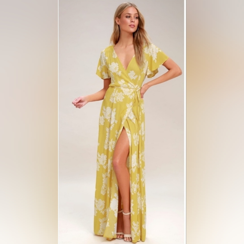 Lulus yellow floral maxi xs